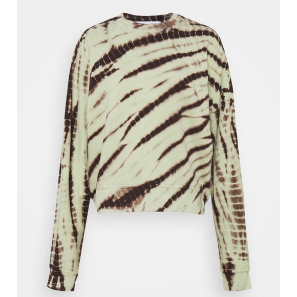 PROENZA SCHOULER • Mint/Brown White Label Modified Raglan Tie Dye Sweatshirt, XS - Picture 6 of 16